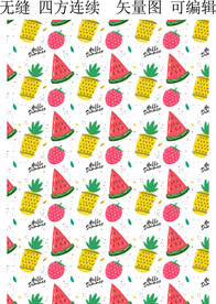 水果花纹 西瓜菠萝夏季水果印花