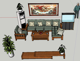 实木沙发SU设计图