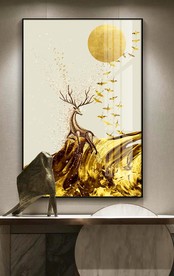 金色豪华麋鹿装饰画