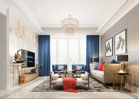 后现代  客厅  3D模型