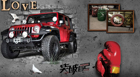 3D越野车背景墙