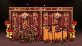 红金色婚礼甜品区