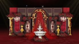 欧式红色婚礼迎宾区