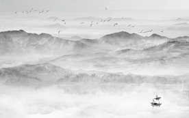 中国风   抽象山水画 大厅装