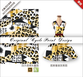 矢量抽象豹纹几何花朵花纹图案