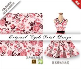 矢量清新中国风手绘花朵花纹图案