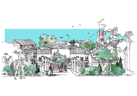 旅游景区入口手绘效果图