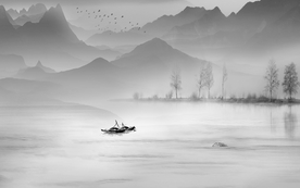 中式水墨山水 山水情 水墨画