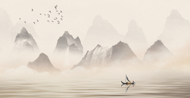中式水墨山水 山水情 水墨画