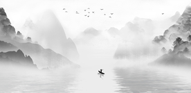 中式水墨山水 山水情 水墨画