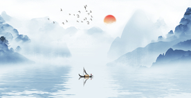 中式水墨山水 山水情 水墨画