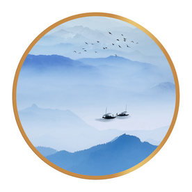 中式水墨山水山水情水墨画