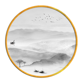 中国风   抽象山水画 大厅装