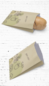 手绘美食油纸袋小吃包装展开图