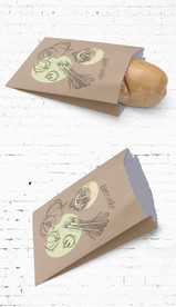 手绘美食油纸袋小吃包装展开图