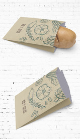 手绘美食油纸袋小吃包装展开图