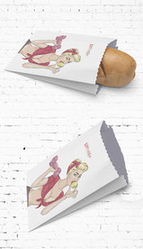 通用美女防油小吃纸袋展开图