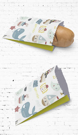 可爱卡通油纸袋小吃包装展开图