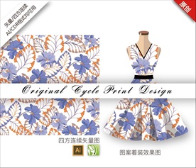 原创中国风手绘花朵清新循环图案