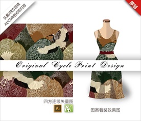 原创矢量手绘中国风仙鹤点图案