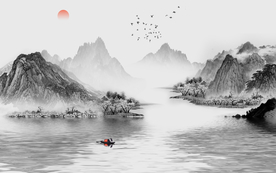 抽象意境水墨山水画壁画壁纸