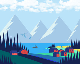 手工矢量风景画