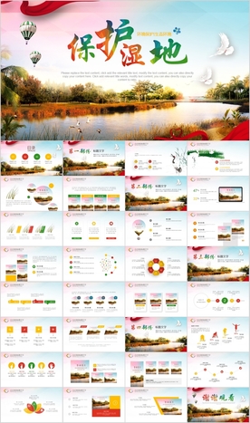 湿地森林植树节湿地环保PPT