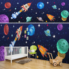 宇宙太空星空儿童背景墙