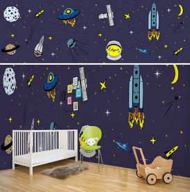 宇宙太空儿童房背景墙