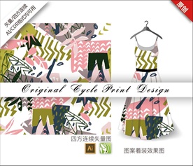 原创抽象手绘涂鸦色块循环图案