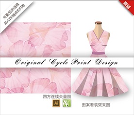 原创手绘唯美花瓣粉色循环图案