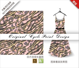 原创线条豹纹色块循环图案