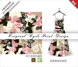 原创抽象蝴蝶几何色块循环图案