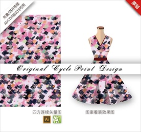 原创手绘涂鸦笔触色块循环图案