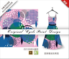 原创手绘涂鸦抽象几何体循环图案