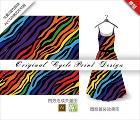 原创手绘线条色块抽象循环图案