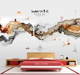 水墨装饰画 禅意画 电视背景墙