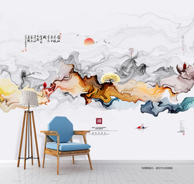 新中式 水墨山水画 客厅装饰画