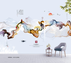 山水画 新中式 壁画壁纸 装饰