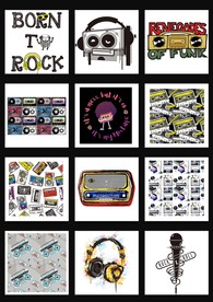 卡通音乐杂志海报插画元素组合