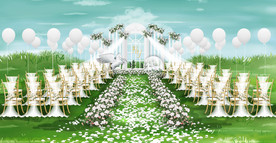 白色系户外婚礼仪式区