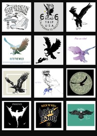 矢量老鹰杂志插画印花图案