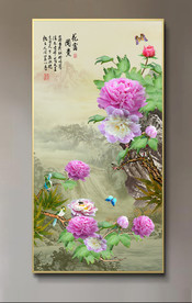 原创玄关牡丹花开富贵装饰画壁画