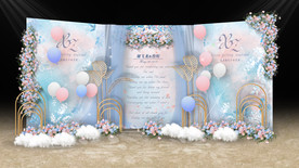 粉蓝色婚礼迎宾区