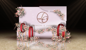 高端粉色系婚礼迎宾区