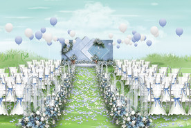 蓝色户外婚礼仪式区