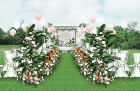 白色系户外婚礼仪式区