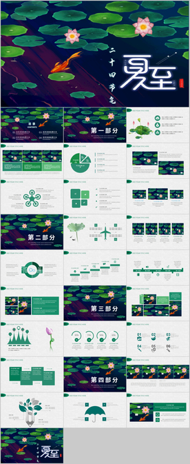 清新夏至二十四节气PPT模板