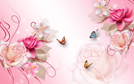 蝶恋花高清电视背景墙