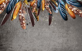 大型现代简约水彩羽毛背景墙壁画